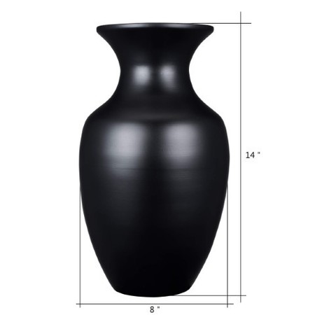 Hastings Home Hastings Home Handcrafted 14 inch Tall Decorative Glazed Urn Bamboo Vase for Plants (Black) 844449ZUN